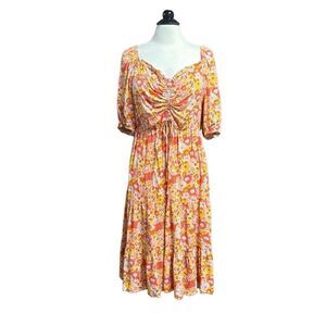 Haven Hearts Women’s Multi Floral Tiered Dress Size Large NEW